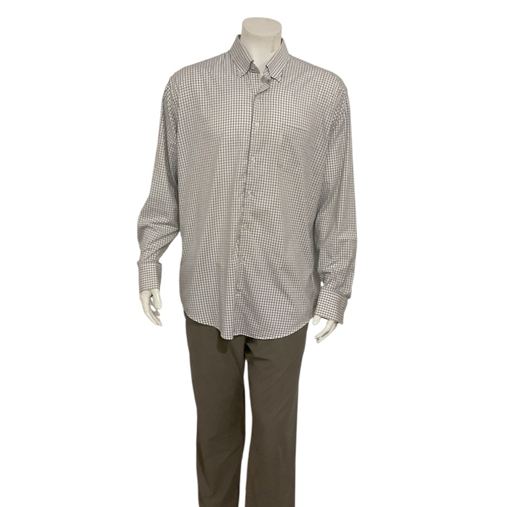 Peter Millar Summer Comfort Mens White Check Dress Shirt